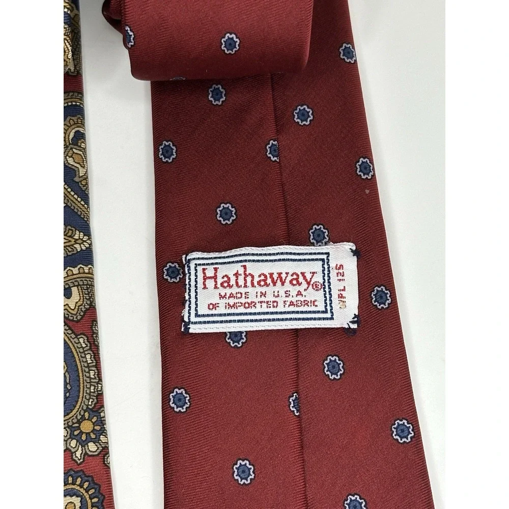 Hathaway, Men's Vintage‎ Silk Ties, Lot Of 2, Made In USA, Multicolor/Pattern